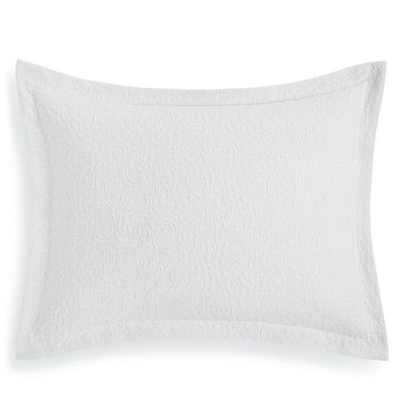 MARTHA STEWART COLLECTION Scroll Matelasse Sham, Standard, White - Picture 1 of 1